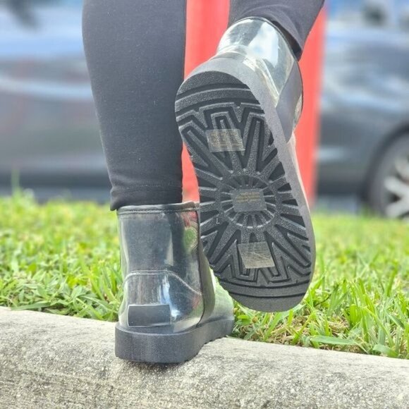 Womens Clear Black Color Ankle Comfort Boots - Picture 4 of 4